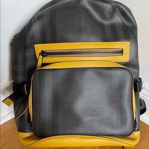 BURBERRY London Marden Nova Check Coated Leather Backpack